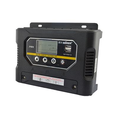 China Suoer auto charger controller identify 12/24v 60a pwm solar panel regulator charge controller Black for sale