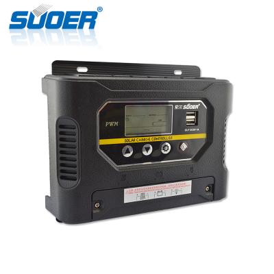 China Manual Charger Controller Suoer PWM 60V 60A 2700W Solar Battery Charge Controller with 2 USB for sale