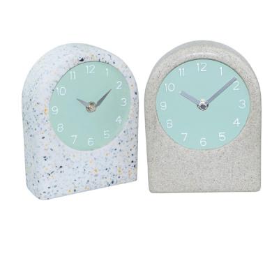 China 12 Hours Display Raymons 4.7-5.3 Inch Dial Wholesale Terrazzo Decoration Quartz Home Table Clock With Customized Logo for sale