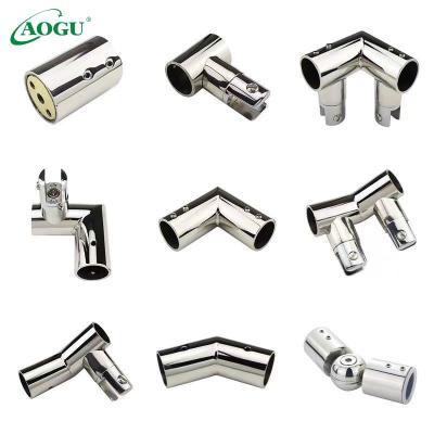 China Modern Stainless Steel 19&25 Round Pipe Connector Shower Room Fixing Rod Hardware Fittings Flange Corner Glass Hanger Clip for sale