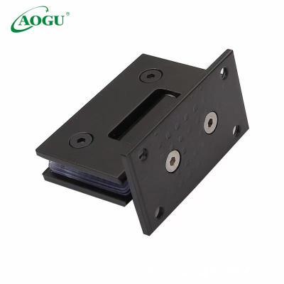 China Modern Hot Sale Shower Room Stainless Steel Black Glass Door Clip 90 Degree Door Fixing Clip Welding Glass Hinge for sale