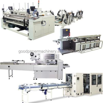 China Factory Toilet Paper Production Line Band Saw Cutter Paper Napkin Wrapping Machine Tissue Roll Packaging Machine for sale