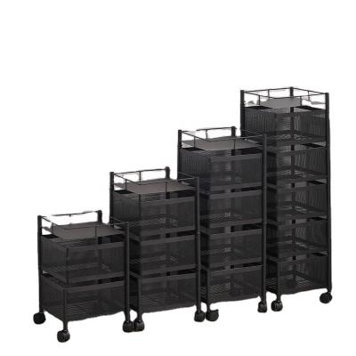 China Sustainable 3/4/5 - Tier Baskets Universal Kitchen Fruit Metal Storage Vegetable Rack With Wheels for sale