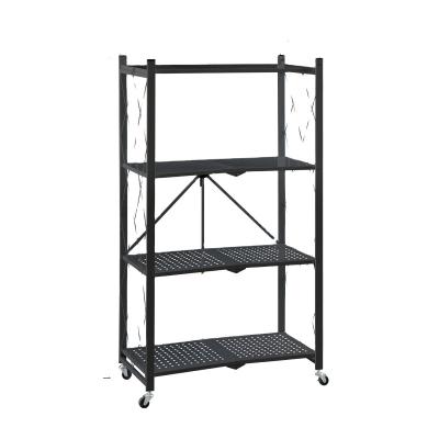 China Revolving Kitchen Furniture Steel Frame Free Installation Cooker Collection Shelf For Kitchen Storage for sale