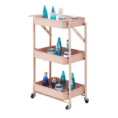 China Multi-Layer Living Room Plastic Home Kitchen Bathroom Storage Shelves With Movable Wheel for sale