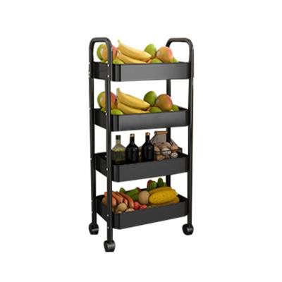 China Plastic Sustainable Standing Type Shelves Folding Kitchen Organizer Storage Storage Shelf With Wheels for sale