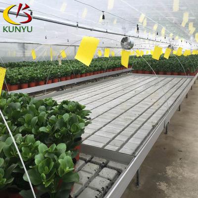 China Easily Assembled Movable Foshan Kunyu Greenhouse Rolling Bench Ebb And Floow Table Elevate Tray In Greenhouse for sale