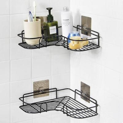 China Wall Mounted Type Hot Sale Tripod Bathroom Rack Wash Shelves Corner No Hole Metal Wall Mounted Bathroom Shampoo Shelves Triangle Shelves for sale