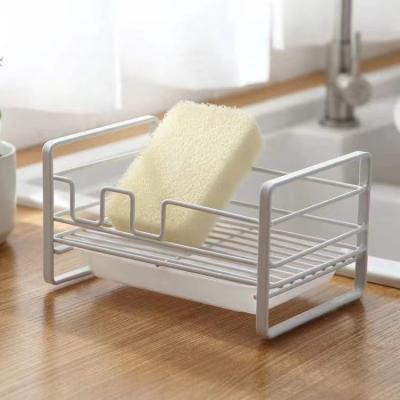 China Wholesale New Kitchen Sponge Shelf Storage Sponge Wrought Iron Rack Steel Dish Cloth Sink Kitchen Storage Viable Drain Rack for sale