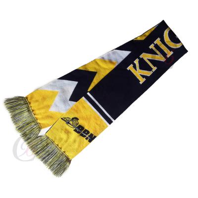 China Chengxing Free Fringe Warp Fashion Floral Winter Custom Crochet Printed Acrylic Knitted Scarf Football Soccer Fan Scarf for sale