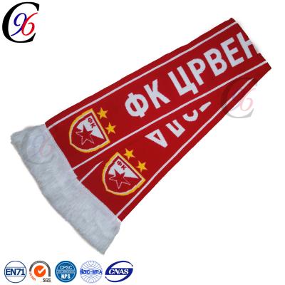 China Chengxing Free Acrylic Spandex Woven Woven Promotion Knitted Jacquard Eco-friendly Chengxing Yarn Crochet Flag Soccer Football Fan AZOIC Scarf for sale