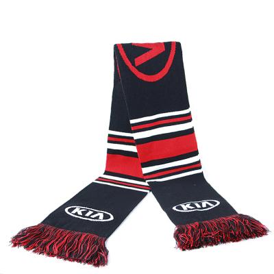 China Hot Selling Custom Soft Touch Feeling Jacquard Soccer Fan Knit Scarf for sale