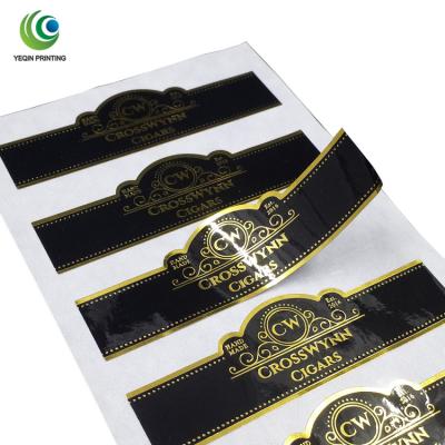 China Waterproof Custom Private Logo Embossing Gold Foil Stamping Cigar Label for sale