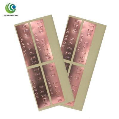 China Waterproof High End Metallic Rose Gold And Adhesive Label Sticker Embossed Foil for sale