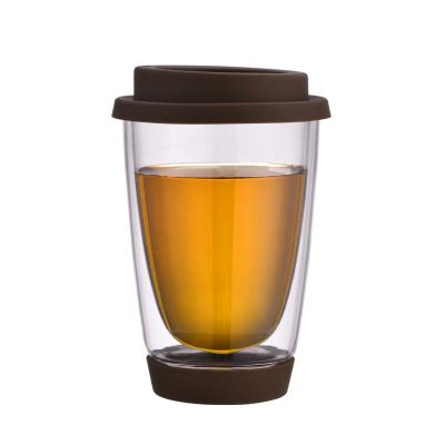 China Panton Color High Borosilicate Glass Coffee Mug Viable Available High Quality Double Lid Wall for sale