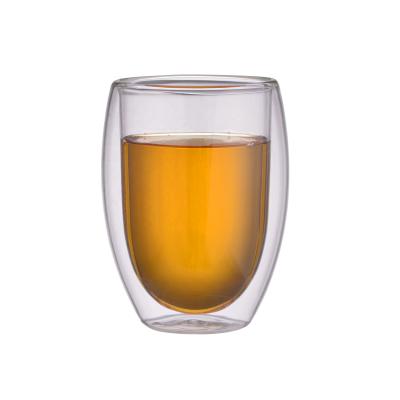 China Sustainable Reusable Modern Custom Made Double Layer High Borosilicate Glass Tea Cup Clear for sale