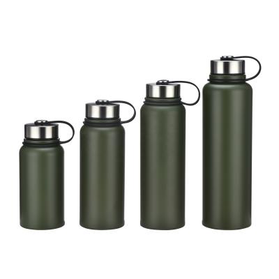 China Large PORTABLE Outdoor Custom Logo Insulated Gym Water With Lid Silicone High Capacity Stainless Steel Wide Mouth Sports Water Bottle for sale