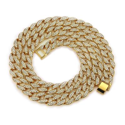 China Hip Hop Mens Hip Hop Accessories Full Diamond Cuban Gold Necklace Hip Hop Jewelry for sale