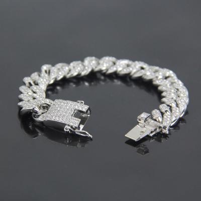 China Full Diamond Cuban Bracelet Hiphop Hip Hop Men's Hiphop Bracelet Fashion Diamond Bracelet Jewelry 12mm for sale