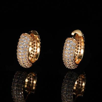 China Hot Sale Hip Hop Circle Hoop Earrings 4 Rows Inlaid Zircon Hip Hop Earrings for sale