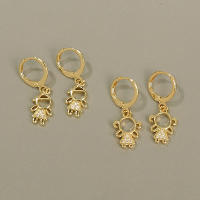 China 2021 Hiphop Zircon Boy And Girl Copper Inlaid Earrings Fashion Simple Ladies Gold Earrings 18K Stud Earrings for sale