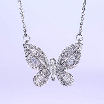 China Hiphop Jewelry Diamond Women Gemstone Crystal Hip Hop Butterfly Pendant Necklace for sale