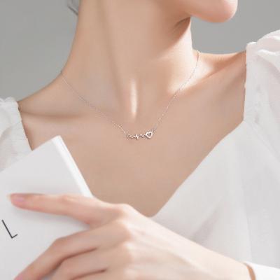 China TRENDY s925 Sterling Silver Love Heart Necklace Wave Heartbeat Necklace Chain Valentine's Day Gift for sale