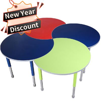 China Modern Size Round Shape Adjustable Kids Study Desk and Chair Set for sale