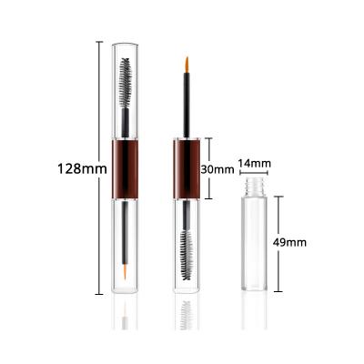 China Cosmetic Plastic Double Sides Clear Empty Mascara Tube Eyeliner Container 2 In 1 Metal Center Plastic Ends for sale