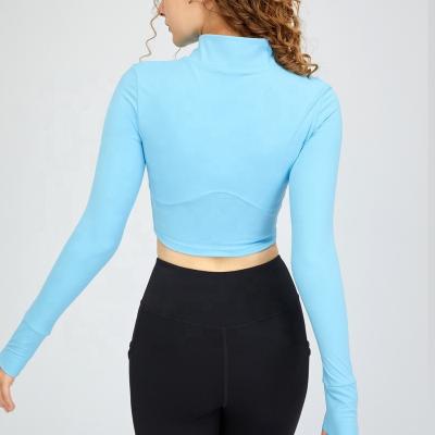 China Breathable Women Lightweight Compression Zipper Up Soft Gym Training Running Jacket for sale