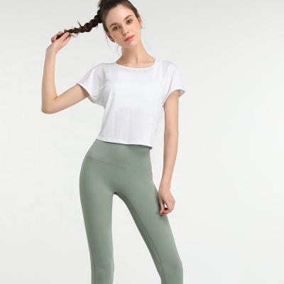 China Breathable Women Gently Relieve Loose Cropped Yoga T-shirt Wholesale for sale