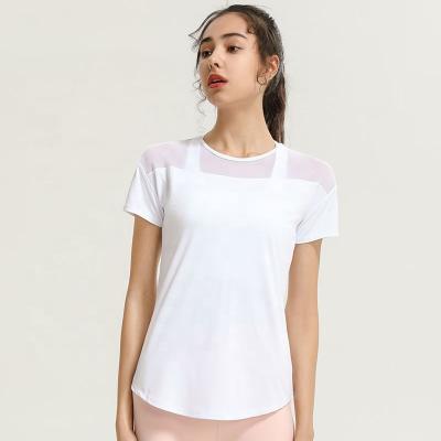 China Breathable Women Short Sleeve Mesh Breathable Fitness Running Loose Cool T-Shirts for sale