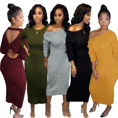 China 2020 Lady Elegant Fall Long Sleeve Maxi Dress Women Bodycon Anti-Static TS982 Dress Sexy Backless Plus Size Maxi Dresses for sale