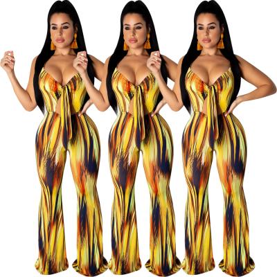 China QUICK DRY Summer 2020European and American Women's Stripe Printing Irregular Striped Overalls for sale