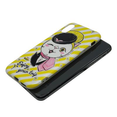 China Luxury Cute Anti-fall 3D Cartoon Cat Pattern PC Phone Case For iPhone X Stand Cover Gift Shell for sale