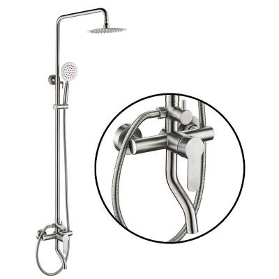 China With Slide Bar CE Certificate Outdoor 304 Stainless Steel Hotel Triple Function Wall Mounted Rainfall Rainfall Shower System for sale