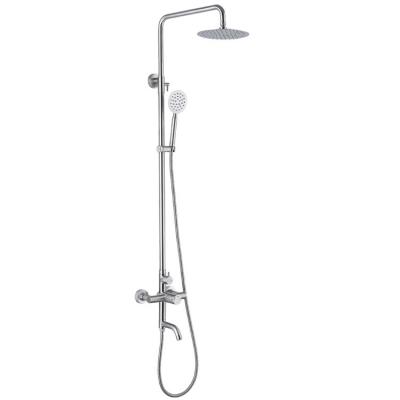 China With Slide Bar Triple Function Exposed Thermostatic Stainless Steel 304 Bath And Shower Faucets Set Hotel Rainfall Waterfall Shower System for sale