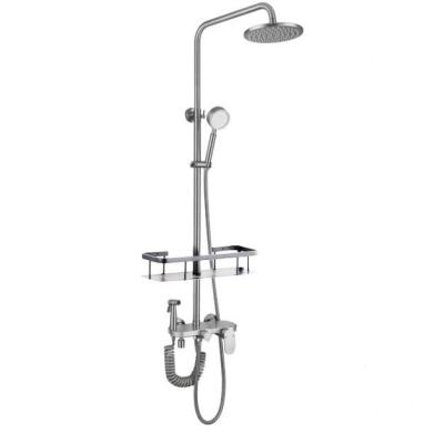 China With Slide Bar Amazon Top Selling CE With Shelf Luxurious Black Shower Faucet Rain Shower Set for sale