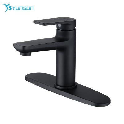 China Faucets Factory Direct Metered Single Handle Deck Mounted Bath Basin Faucet Mixer Tap Matte Black for sale