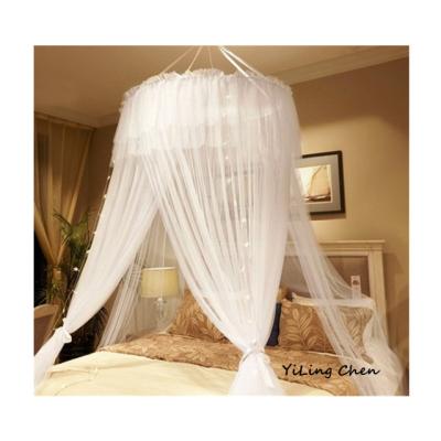 China Insecticide Treated Double Size Luxury High Quality Canopy Bed Canopy King Queen Style Princess European Romantic Lace Mosquito Net With Four Doors for sale