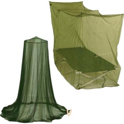 China Insecticide Treated Single Bed Rectangular Size Canopy Mosquito Nets Olive Green Outdoor Net Tapered Mosquito Netting for sale