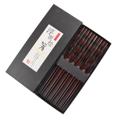 China Viable Burning Wooden Chopsticks Reusable Classic Natural Wood Five Pairs Chopsticks in a Gift Box Minimalism for sale