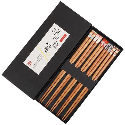 China Ju China sustainable wooden wholesale chopsticks environmental protection tableware reusable materials five pairs of cartoon design for sale