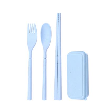 China Eco Wheat Straw Fiber Blue Foldable 3-PC Flatware Set Sustainable Tableware Accents Customizable and Reusable for Your Eco-Friendly Business Te koop