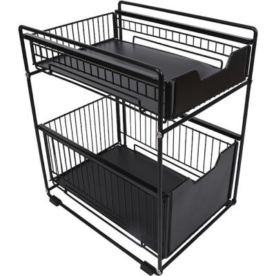 China 37L*21.5W*43Hcm Stainless Steel Kitchenwares 2 Tier Kitchen Storage Rack for sale