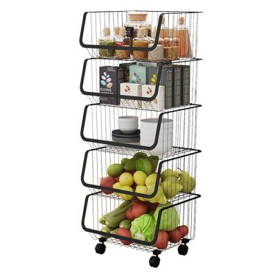 China OEM Black Removable Stainless Steel Kitchenwares MultiLayer Vegetable Shelving Rack for sale