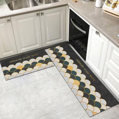 China Anti Slip Design Polyester Kitchen Mat Set Washable Custom Printed Floor For Kitchen Mat for sale