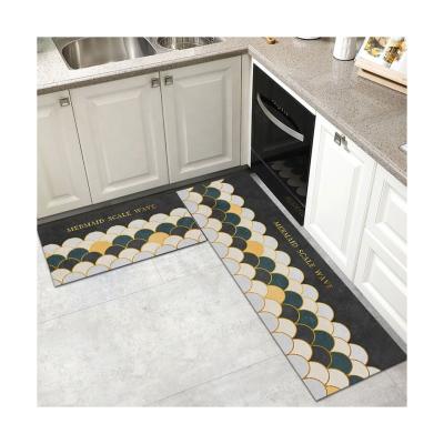 China Washable Waterproof Custom Printed PVC Kitchen Cover Indoor Floor Mats Kitchen Mat for sale