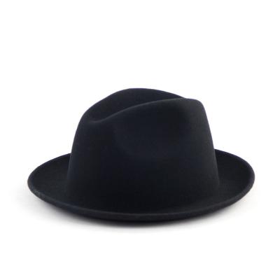 China LiHua New Fashion Striped Brim Fedora 100% Wool Unisex Western Short Australian Felt Hat for sale