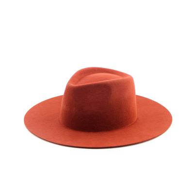 China New Fashion 100%Handmade Wool Striped Felt Hat Brim Wide Brim Wide Flat Hats Fedora Felt Hat for sale